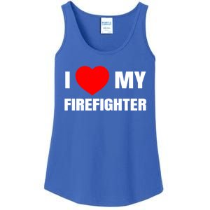 I Love My Firefighter I Red Heart My Fire Fire Quote Gift Ladies Essential Tank