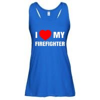 I Love My Firefighter I Red Heart My Fire Fire Quote Gift Ladies Essential Flowy Tank