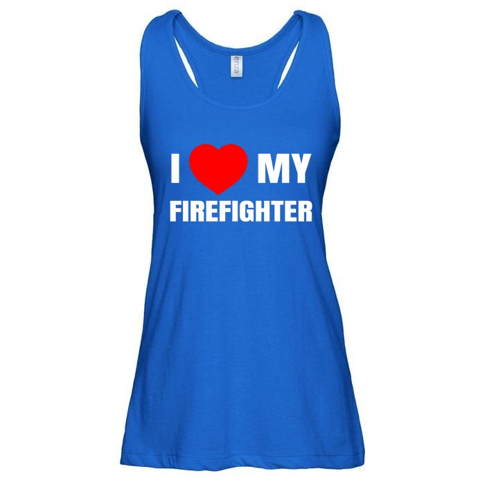 I Love My Firefighter I Red Heart My Fire Fire Quote Gift Ladies Essential Flowy Tank