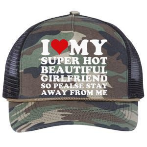 I Love My Super Hot Girlfriend So Please Stay Away From Me Retro Rope Trucker Hat Cap