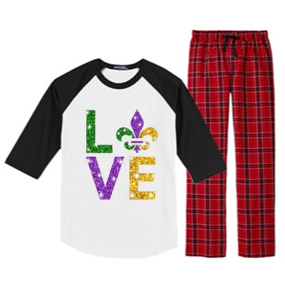 I Love Mardi Gras Shirt For Girls, Women , Men Raglan Sleeve Pajama Set