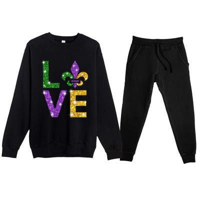 I Love Mardi Gras Shirt For Girls, Women , Men Premium Crewneck Sweatsuit Set