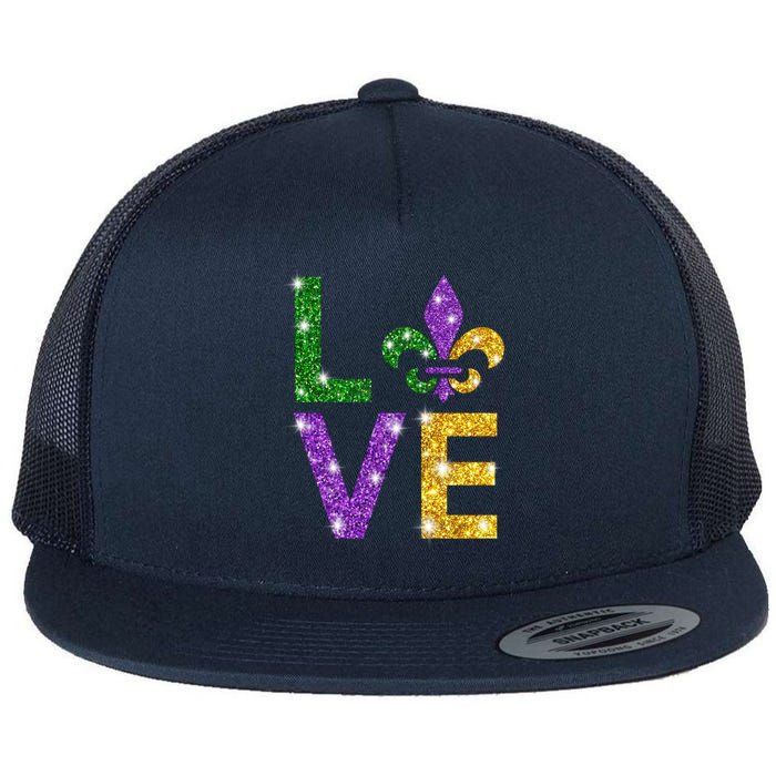 I Love Mardi Gras Shirt For Girls, Women , Men Flat Bill Trucker Hat