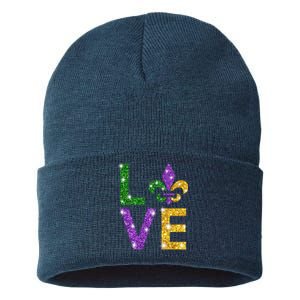 I Love Mardi Gras Shirt For Girls, Women , Men Sustainable Knit Beanie