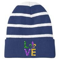 I Love Mardi Gras Shirt For Girls, Women , Men Striped Beanie with Solid Band