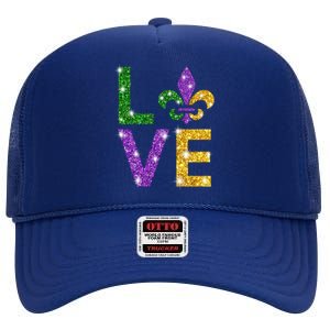 I Love Mardi Gras Shirt For Girls, Women , Men High Crown Mesh Back Trucker Hat