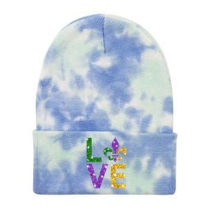 I Love Mardi Gras Shirt For Girls, Women , Men Tie Dye 12in Knit Beanie