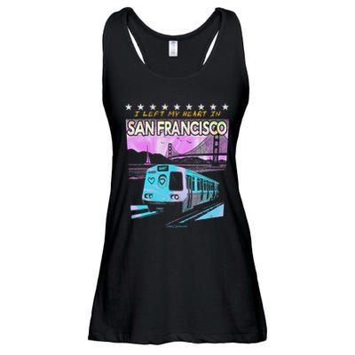 I Left My Heart In San Francisco Train & Bridge Ladies Essential Flowy Tank