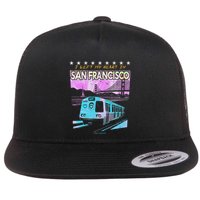 I Left My Heart In San Francisco Train & Bridge Flat Bill Trucker Hat
