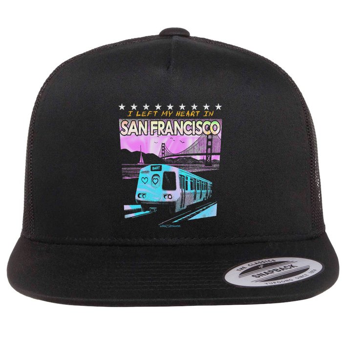 I Left My Heart In San Francisco Train & Bridge Flat Bill Trucker Hat