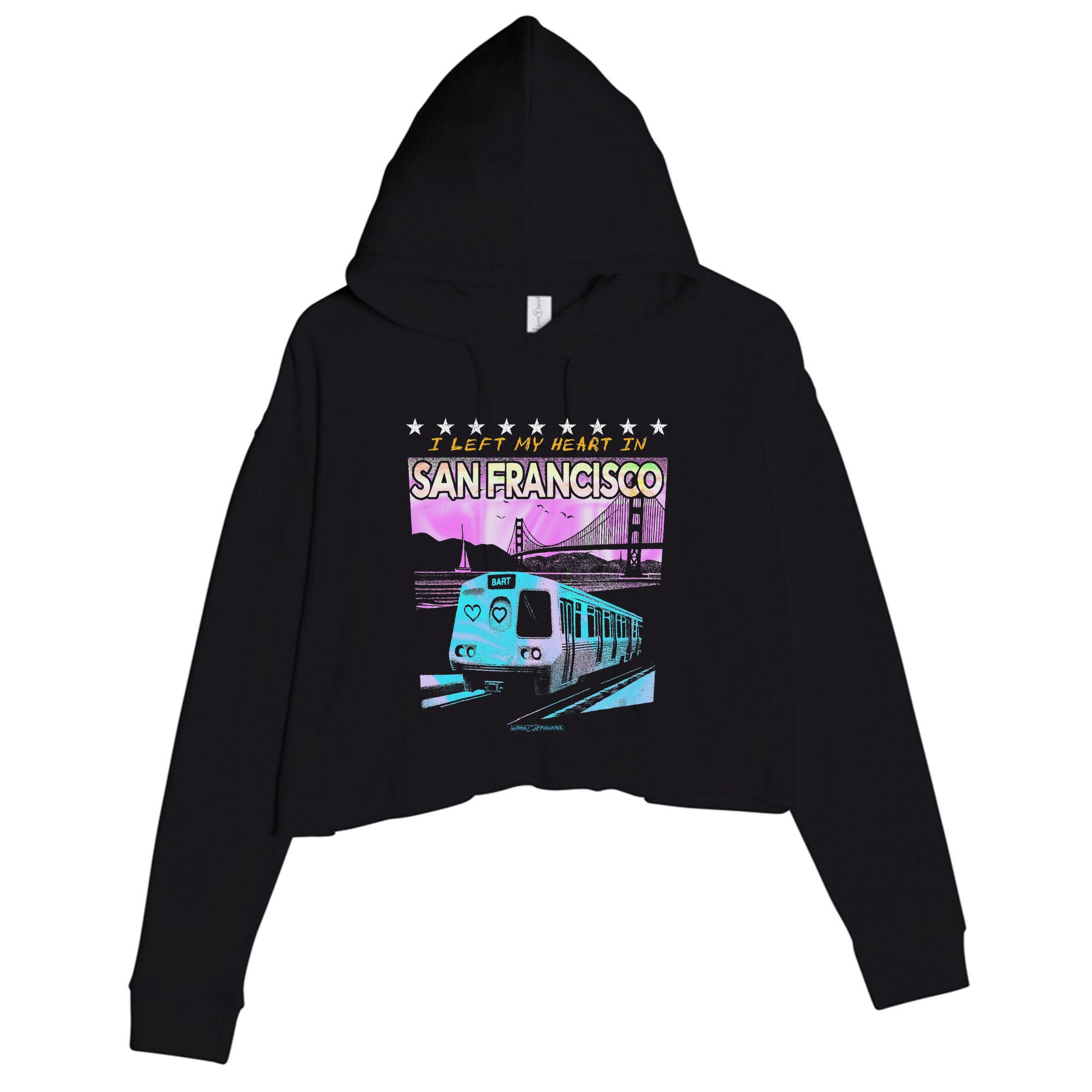 I Left My Heart In San Francisco Train & Bridge Crop Fleece Hoodie