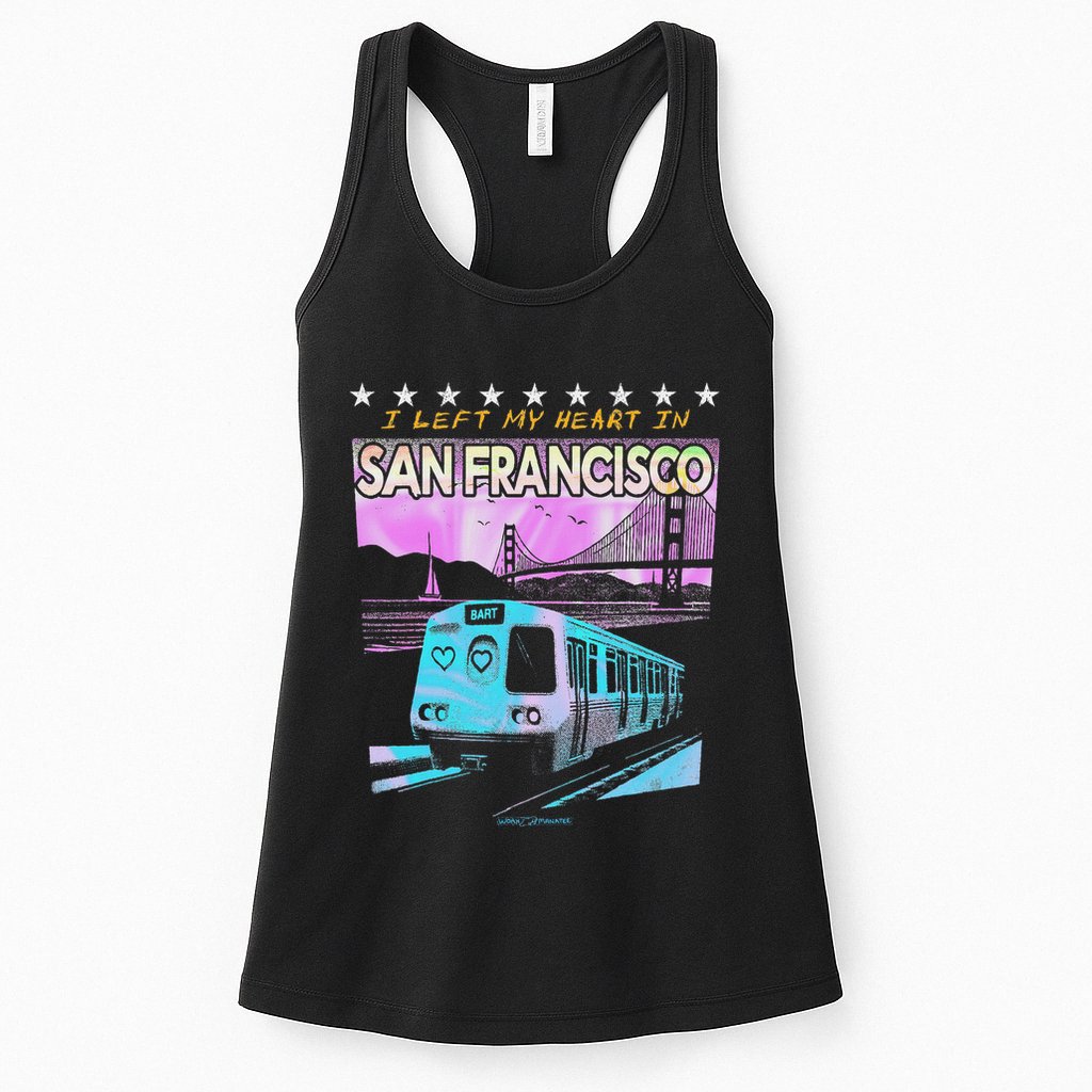 I Left My Heart In San Francisco Train & Bridge Womens Tank Top