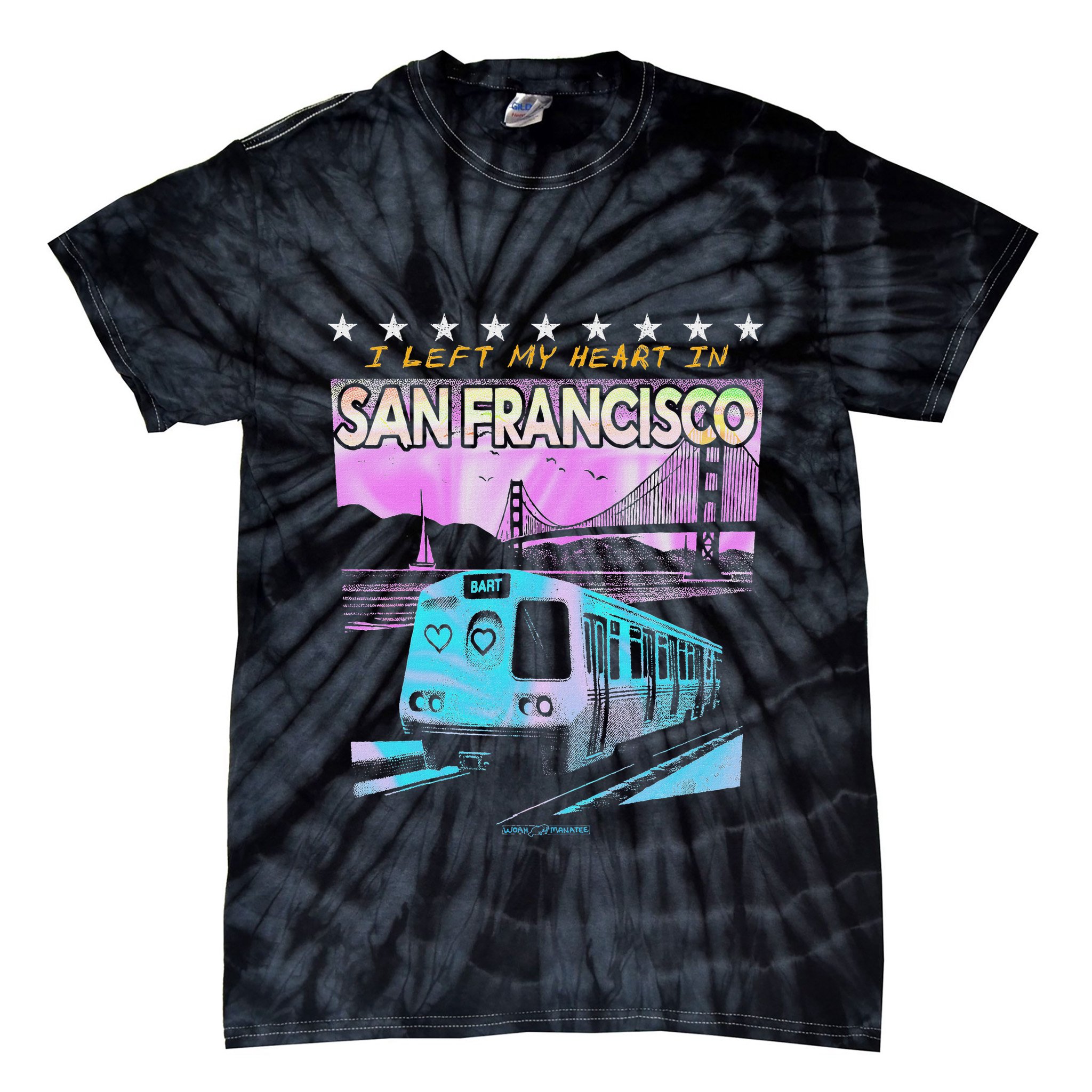 I Left My Heart In San Francisco Train & Bridge Tie-Dye T-Shirt