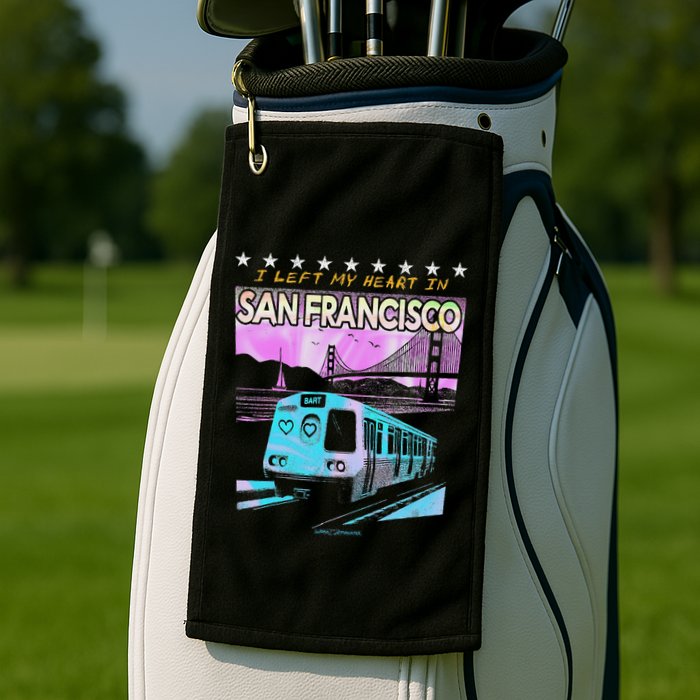 I Left My Heart In San Francisco Train & Bridge Golf Towel