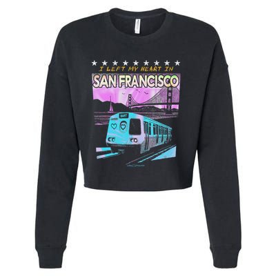 I Left My Heart In San Francisco Train & Bridge Cropped Pullover Crew