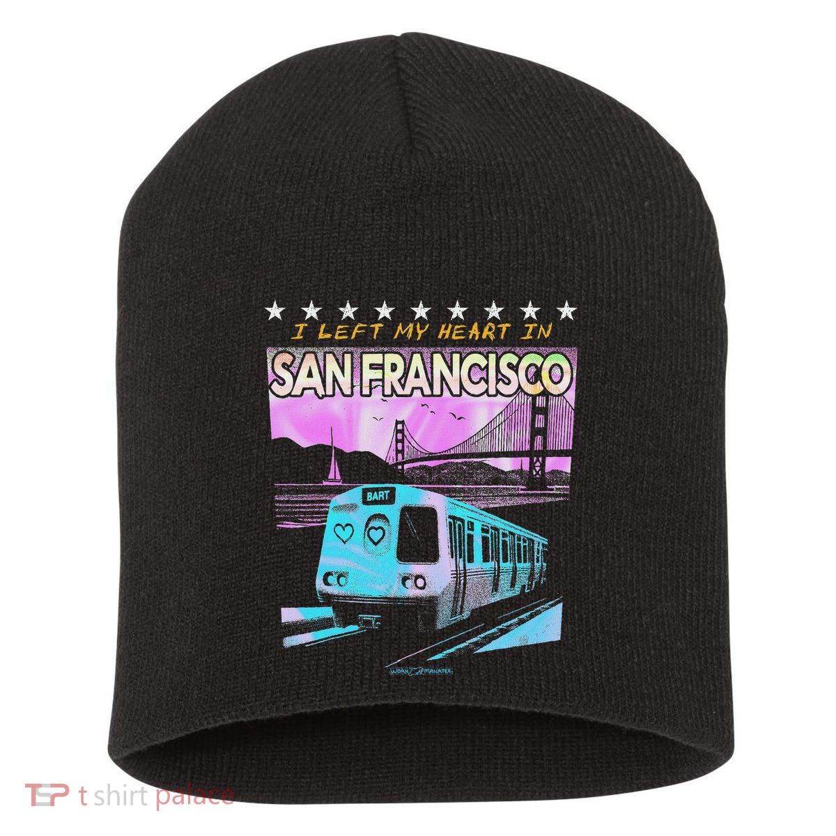 I Left My Heart In San Francisco Train & Bridge Short Acrylic Beanie