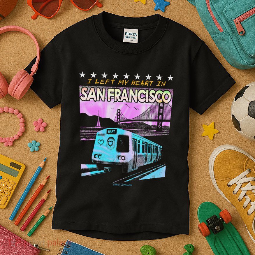 I Left My Heart In San Francisco Train & Bridge Kids T-Shirt