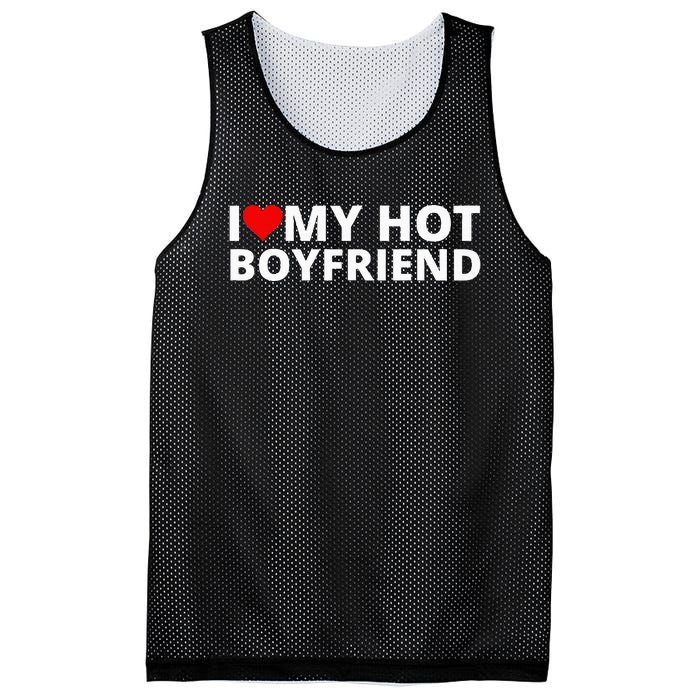 I Love My Hot Boyfriend With A Red Heart Mesh Reversible Basketball Jersey Tank