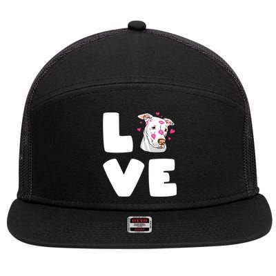 I Love My Pitbull Love Pitbull Pittie Dog Moms Dads Meaningful Gift 7 Panel Mesh Trucker Snapback Hat