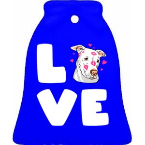 I Love My Pitbull Love Pitbull Pittie Dog Moms Dads Meaningful Gift Ceramic Bell Ornament