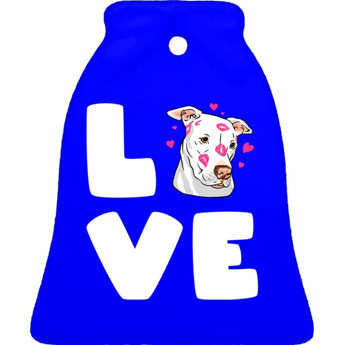 I Love My Pitbull Love Pitbull Pittie Dog Moms Dads Meaningful Gift Ceramic Bell Ornament