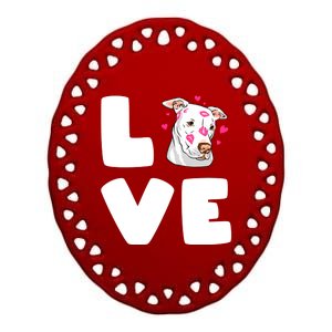 I Love My Pitbull Love Pitbull Pittie Dog Moms Dads Meaningful Gift Ceramic Oval Ornament