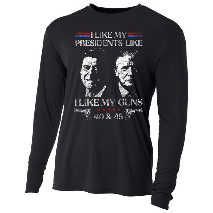 I Like My Presidents Like I Like My Guns Trump Gun 2024 Cooling Performance Long Sleeve Crew