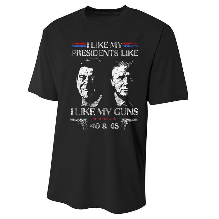 I Like My Presidents Like I Like My Guns Trump Gun 2024 Performance Sprint T-Shirt