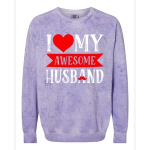 I Love My Awesome Husband Matching Couple Valentine's Day Cute Gift Colorblast Crewneck Sweatshirt