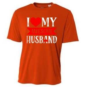 I Love My Awesome Husband Matching Couple Valentine's Day Cute Gift Cooling Performance Crew T-Shirt