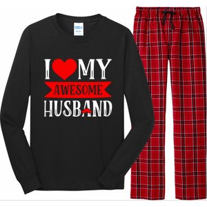 I Love My Awesome Husband Matching Couple Valentine's Day Cute Gift Long Sleeve Pajama Set