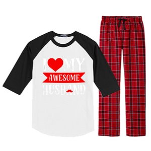 I Love My Awesome Husband Matching Couple Valentine's Day Cute Gift Raglan Sleeve Pajama Set