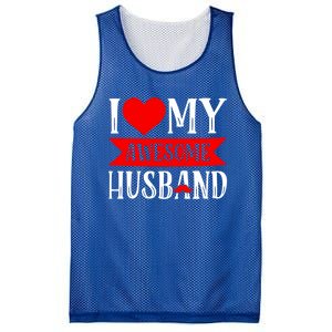 I Love My Awesome Husband Matching Couple Valentine's Day Cute Gift Mesh Reversible Basketball Jersey Tank