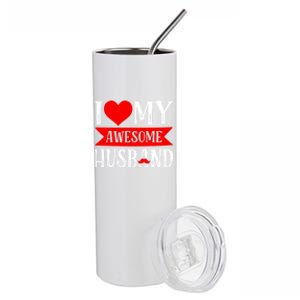 I Love My Awesome Husband Matching Couple Valentine's Day Cute Gift Stainless Steel Tumbler