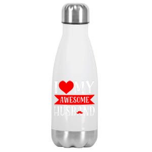 I Love My Awesome Husband Matching Couple Valentine's Day Cute Gift Stainless Steel Insulated Water Bottle