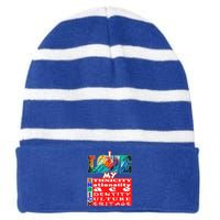 I Love My Enrich Antiracism Inclusion Dei Culture Funny Gift Striped Beanie with Solid Band