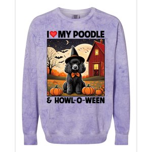 I Love My Poodle And Howloween Halloween Pumpkin Dog Mom Dad Gift Colorblast Crewneck Sweatshirt