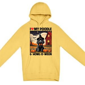 I Love My Poodle And Howloween Halloween Pumpkin Dog Mom Dad Gift Premium Pullover Hoodie