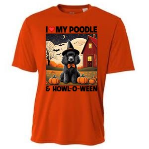 I Love My Poodle And Howloween Halloween Pumpkin Dog Mom Dad Gift Cooling Performance Crew T-Shirt