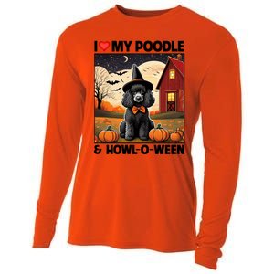 I Love My Poodle And Howloween Halloween Pumpkin Dog Mom Dad Gift Cooling Performance Long Sleeve Crew