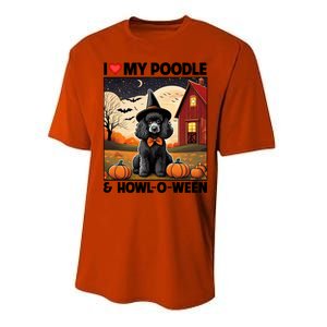 I Love My Poodle And Howloween Halloween Pumpkin Dog Mom Dad Gift Performance Sprint T-Shirt