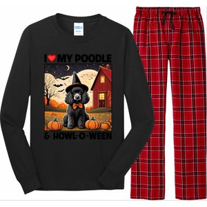 I Love My Poodle And Howloween Halloween Pumpkin Dog Mom Dad Gift Long Sleeve Pajama Set