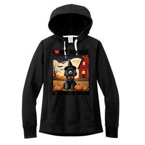 I Love My Poodle And Howloween Halloween Pumpkin Dog Mom Dad Gift Women's Fleece Hoodie