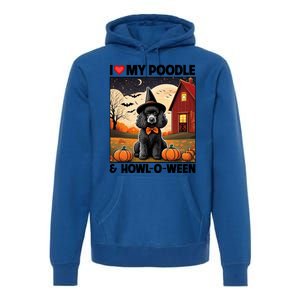 I Love My Poodle And Howloween Halloween Pumpkin Dog Mom Dad Gift Premium Hoodie