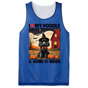 I Love My Poodle And Howloween Halloween Pumpkin Dog Mom Dad Gift Mesh Reversible Basketball Jersey Tank