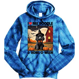 I Love My Poodle And Howloween Halloween Pumpkin Dog Mom Dad Gift Tie Dye Hoodie