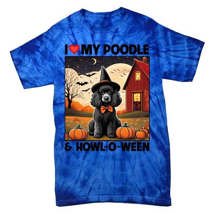 I Love My Poodle And Howloween Halloween Pumpkin Dog Mom Dad Gift Tie-Dye T-Shirt