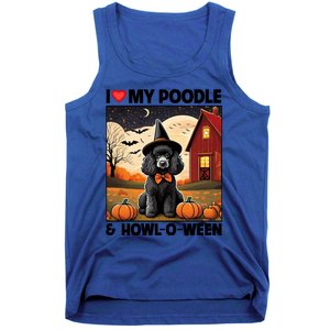 I Love My Poodle And Howloween Halloween Pumpkin Dog Mom Dad Gift Tank Top