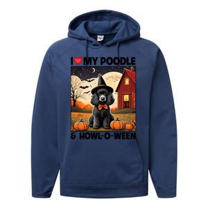 I Love My Poodle And Howloween Halloween Pumpkin Dog Mom Dad Gift Performance Fleece Hoodie