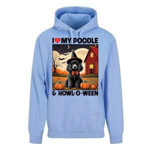 I Love My Poodle And Howloween Halloween Pumpkin Dog Mom Dad Gift Unisex Surf Hoodie